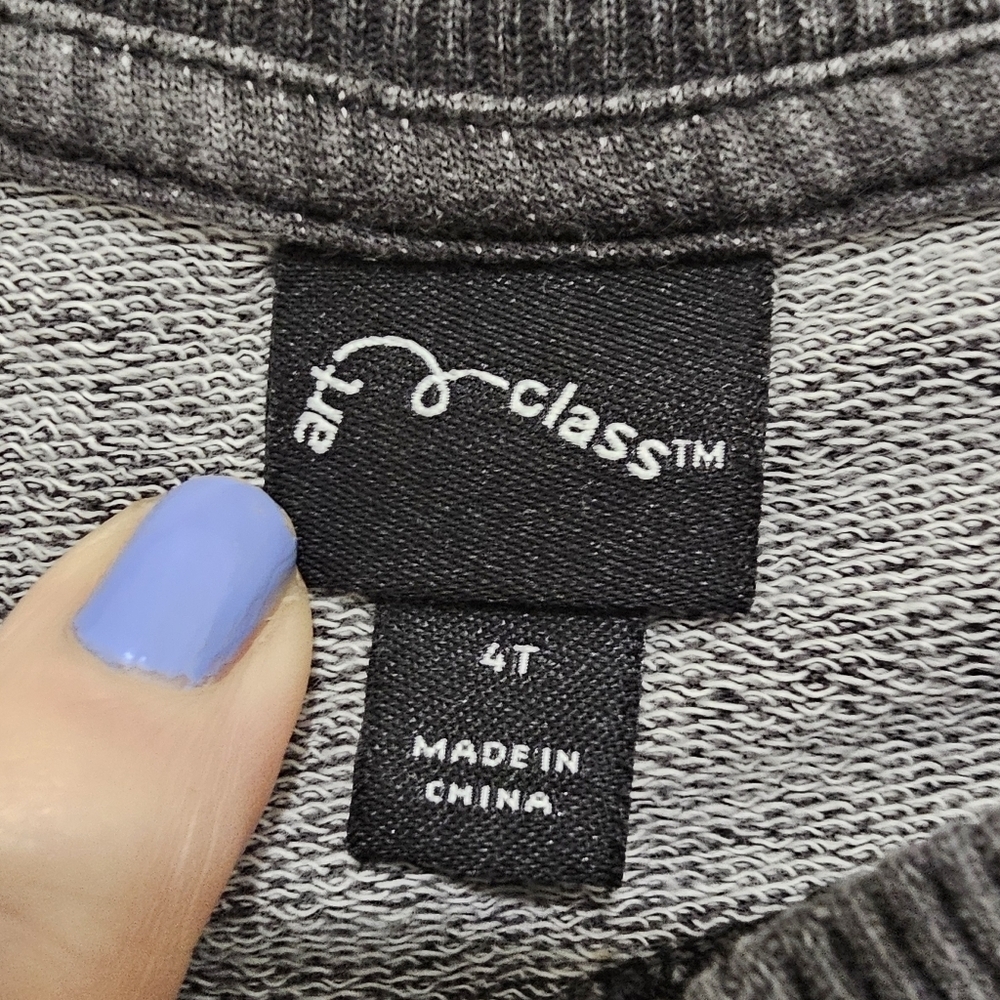 Art Class Moto Long Sleeve Lightweight Sweatshirt Washed Black Size 4T - Picture 10 of 13
